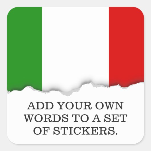 Vlag van Italië Vierkante Sticker (Voorkant)