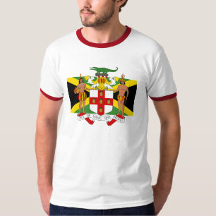 Vlag van Jamaica Coat of Arms Mannen Ringer T T-shirt