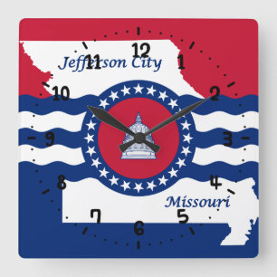 Vlag van Jefferson city, Missouri Vierkante Wandkl Klok