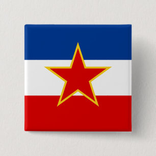 Vlag van Joegoslavië Vierkante Button 5,1 Cm