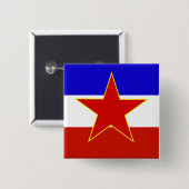 Vlag van Joegoslavië Vierkante Button 5,1 Cm (Voorkant /achterkant)