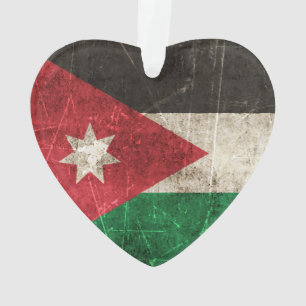  vlag van Jordanië met ouderdom en kraakbedekking Ornament
