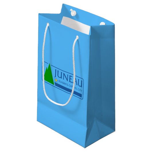 Vlag van Juneau, Alaska Small Gift Bag Klein Cadeauzakje (Voorkant Gekanteld)