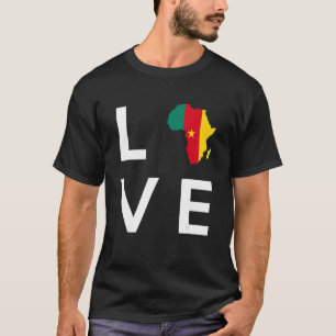 Vlag van Kameroen Liefde Afrika Continent Silhouet T-shirt
