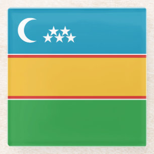 Vlag van Karakalpakkistan Glazen Onderzetter