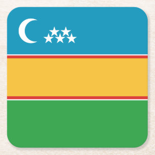 Vlag van Karakalpakkistan Vierkante Kartonnen Onderzetter