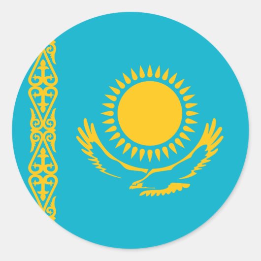 Vlag van Kazachstan Ronde Sticker (Voorkant)