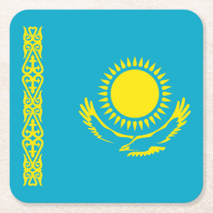Vlag van Kazachstan Vierkante Kartonnen Onderzetter