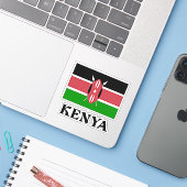 Vlag van Kenia, gelabeld Sticker (Laptop met iPhone)