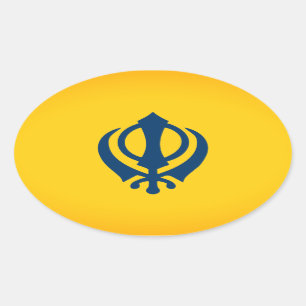 vlag van Khalistan (voorgesteld) Ovale Sticker