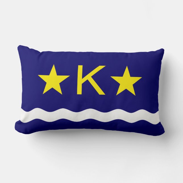 Vlag van Kinshasa, Congo Lumbar Pillow Kussen (Voorkant)