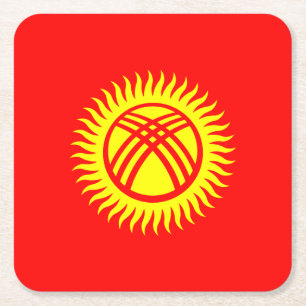 Vlag van Kirgizië Vierkante Kartonnen Onderzetter