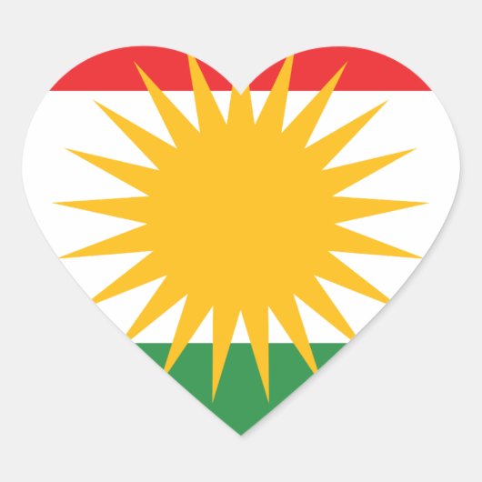 vlag van Koerdistan; Koerden; Koerdisch Hart Sticker (Voorkant)