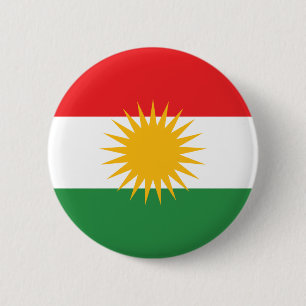 vlag van Koerdistan; Koerden; Koerdisch Ronde Button 5,7 Cm