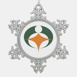 Vlag van Koga, Shiga, Japan Tin Sneeuwvlok Ornament
