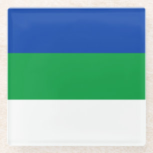Vlag van Komi Republiek Glazen Onderzetter