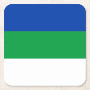 Vlag van Komi Republiek Vierkante Kartonnen Onderzetter