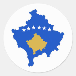 vlag van kosovo - silhouet ronde sticker