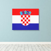 Vlag van Kroatië Canvas Afdruk (Insitu (Houten vloer))