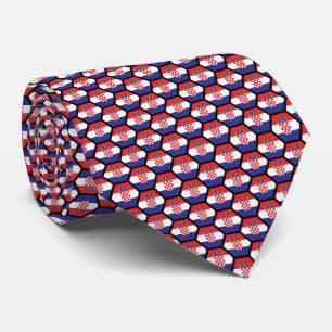 Vlag van Kroatië Geometrisch Zeshoekpatroon Stropdas
