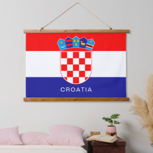 Vlag van Kroatië met aangepaste tekst Hangend Wandkleed