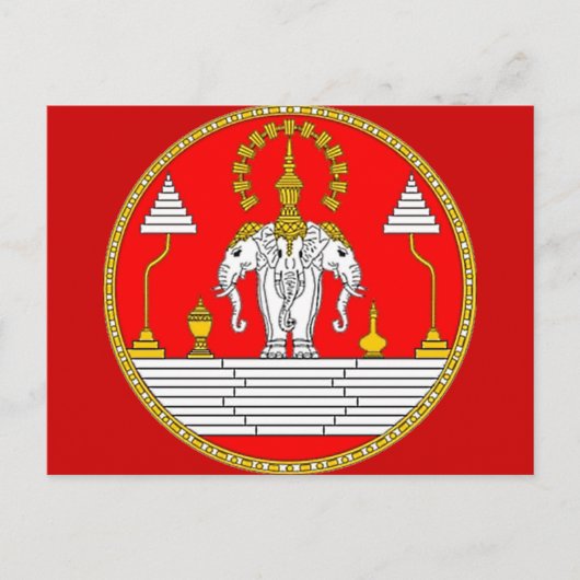 VLAG VAN LAOS DRIE HOOFDELEPHANT BRIEFKAART (Voorkant)