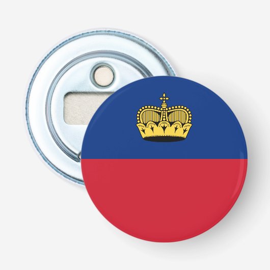 Vlag van Liechtenstein Button Flesopener (Voorkant)