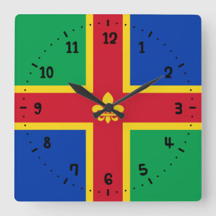 Vlag van Lincolnshire Square Wall Clock Vierkante Klok