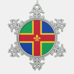 Vlag van Lincolnshire Tin Sneeuwvlok Ornament