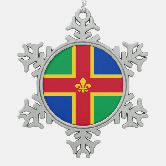 Vlag van Lincolnshire Tin Sneeuwvlok Ornament (Voorkant)