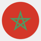 Vlag van Marokko Ronde Sticker (Voorkant)