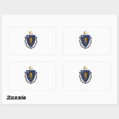 vlag van Massachusetts Rechthoekige Sticker (Vel)