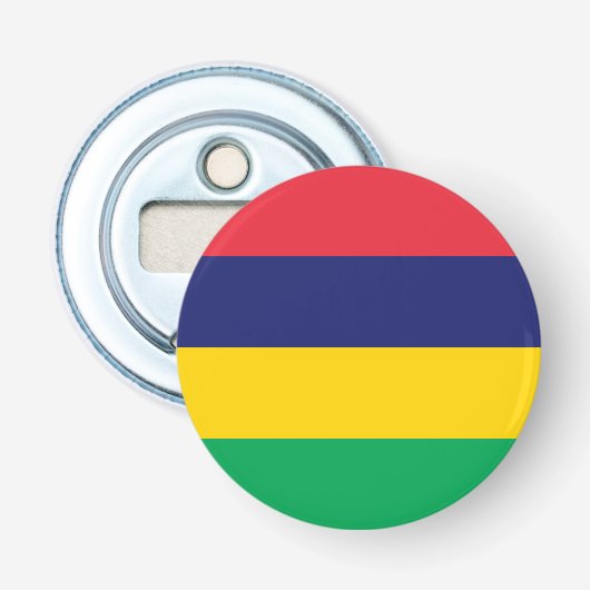 Vlag van Mauritius Button Flesopener (Voorkant)