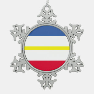 Vlag van Mecklenburg-Western Pommeren Snowflake Pe Tin Sneeuwvlok Ornament