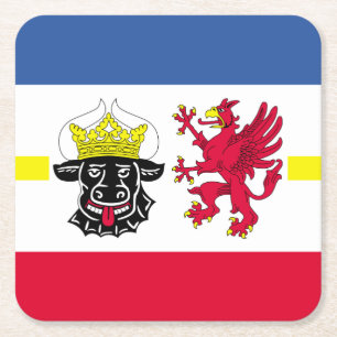 Vlag van Mecklenburg-Western pommeren Square Paper Vierkante Kartonnen Onderzetter