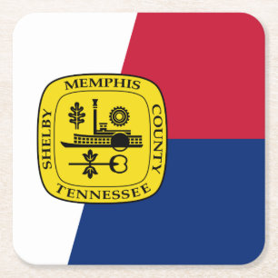 Vlag van Memphis, Tennessee Square Paper Onderzett Vierkante Kartonnen Onderzetter