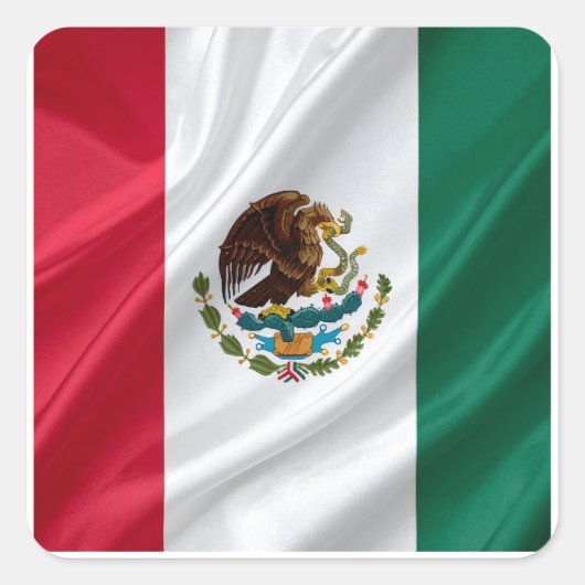 Vlag van Mexico Vierkante Sticker (Voorkant)