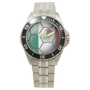 Vlag van Mexico-Voetbal Horloge