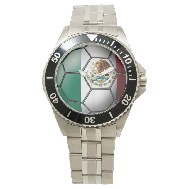 Vlag van Mexico-Voetbal Horloge (Voorkant)