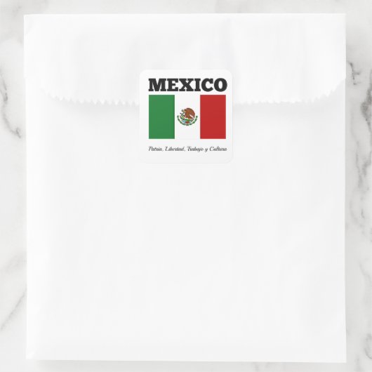 Vlag van Mexico, voorzien van het opschrift Vierkante Sticker (Tas)