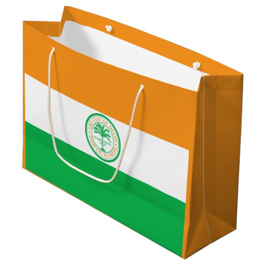 Vlag van Miami, Florida Large Gift Bag Groot Cadeauzakje (Voorkant Gekanteld)