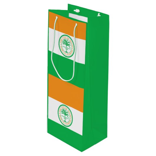 Vlag van Miami, Florida Wine Gift Bag Wijn Cadeautas (Voorkant Gekanteld)