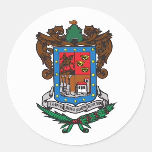 Vlag van Michoacan Ronde Sticker (Voorkant)