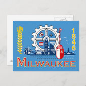 Vlag van Milwaukee, Wisconsin Briefkaart (Voorkant / Achterkant)