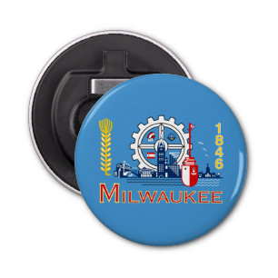 Vlag van Milwaukee, Wisconsin Button Flesopener