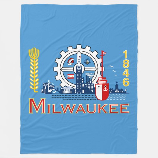 Vlag van Milwaukee, Wisconsin Fleece Blanket Deken (Voorkant)