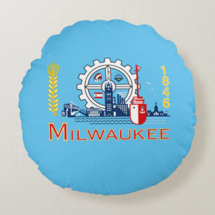 vlag van Milwaukee (Wisconsin) Rond Kussen