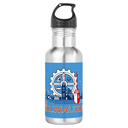 Vlag van Milwaukee, Wisconsin Waterfles (Voorkant)