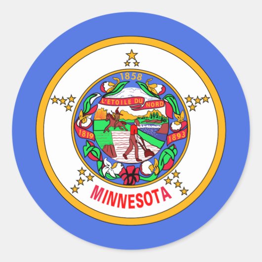 Vlag van Minnesota Ronde Sticker (Voorkant)