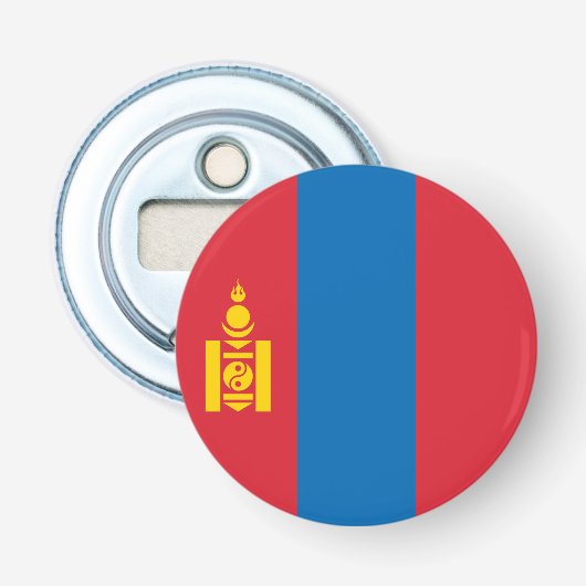 Vlag van Mongolië Button Flesopener (Voorkant)